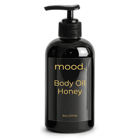 Mood. Body Oil, Honey, 8 fl oz – Lightweight, Smooth Glide, Non-Sticky, Pump Bottle for Massage & Daily Skin Care