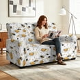 thumbnail image 2 of TSOVTHRID Daisy Bee Recliner Loveseat Cover, Stretch Reclining Sofa Covers with Pockets, Loveseat Recliner Slipcovers Furniture Protector for Pets, White, 2 of 7