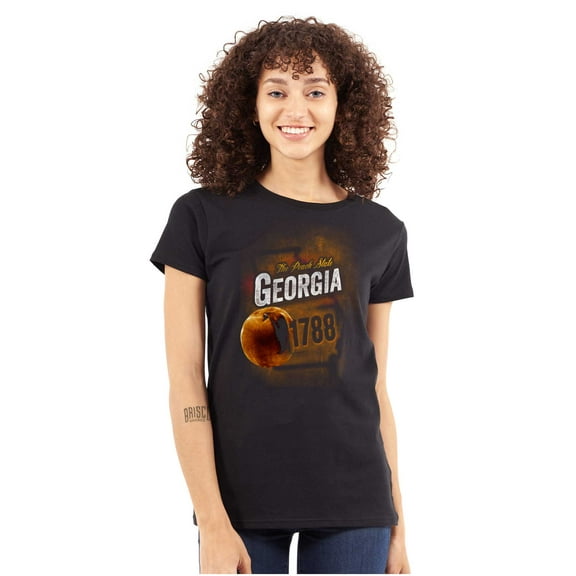 Georgia Peach State Pride Distressed Womens Slim Fit Graphic Tee Brisco Brands S