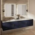 thumbnail image 2 of Geneva 84 in. W Navy Blue Vanity, Carrara Marble Top, Faucet Set, and 36 in. LED Mirrors, 2 of 11