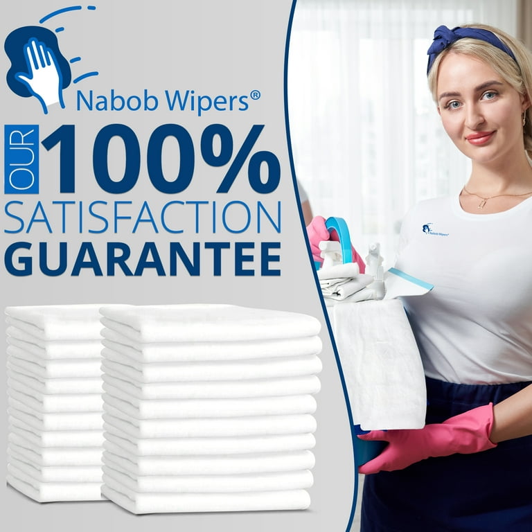 Nabob Wipers New Premium White T-Shirt Knit Rags Exact Cut Pieces - 100% Cotton Cloth Rags Excellent for General Cleaning Spills Home Staining Polishing
