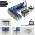 thumbnail image 7 of 8-Piece Patio Furniture Set, Outdoor Patio Furniture with 55,000 BTU Fire Pit Table, Thick Cushions, Modular Patio Sofa, Dual-Strand Wicker Rattan, Rust-Resistant Frame, Navy Blue, 7 of 7