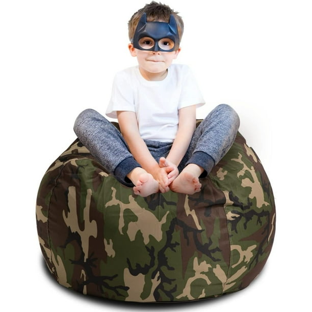 Camo Stuffed Animal Storage Bean Bag Chair Cover Kids Soft Toys