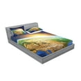 thumbnail image 2 of Ambesonne Colorful Fitted Sheet & Pillow Sham Set, View of Sunrise Planet, Full, Multicolor, 2 of 2