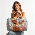 thumbnail image 3 of Embroidered Quilted Duffle Bag Women's Nature Print Tote, Weekend Travel Shoulder Bag for Short Trip Getaway, Carry On Luggage for Flight, Gym Bag​, F, 3 of 9