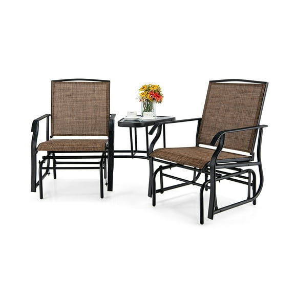 Topbuy Patiojoy Steel Outdoor Glider Chairs - Set of 2, Brown