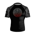 thumbnail image 2 of Raven Fightwear Men's Aztec Ranked Jiu Jitsu BJJ Rash Guard Short Sleeve MMA Black, 2 of 3