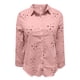thumbnail image 4 of Blusa de lino con cuello en V y botones, manga larga, estilo informal y holgado, para la oficina, poliéster-spandex, tallas S-XXL, 4 of 5