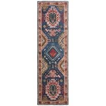 SAFAVIEH Heritage Yasim Geometric Wool Runner Rug, Navy/Red, 2'3" x 12'