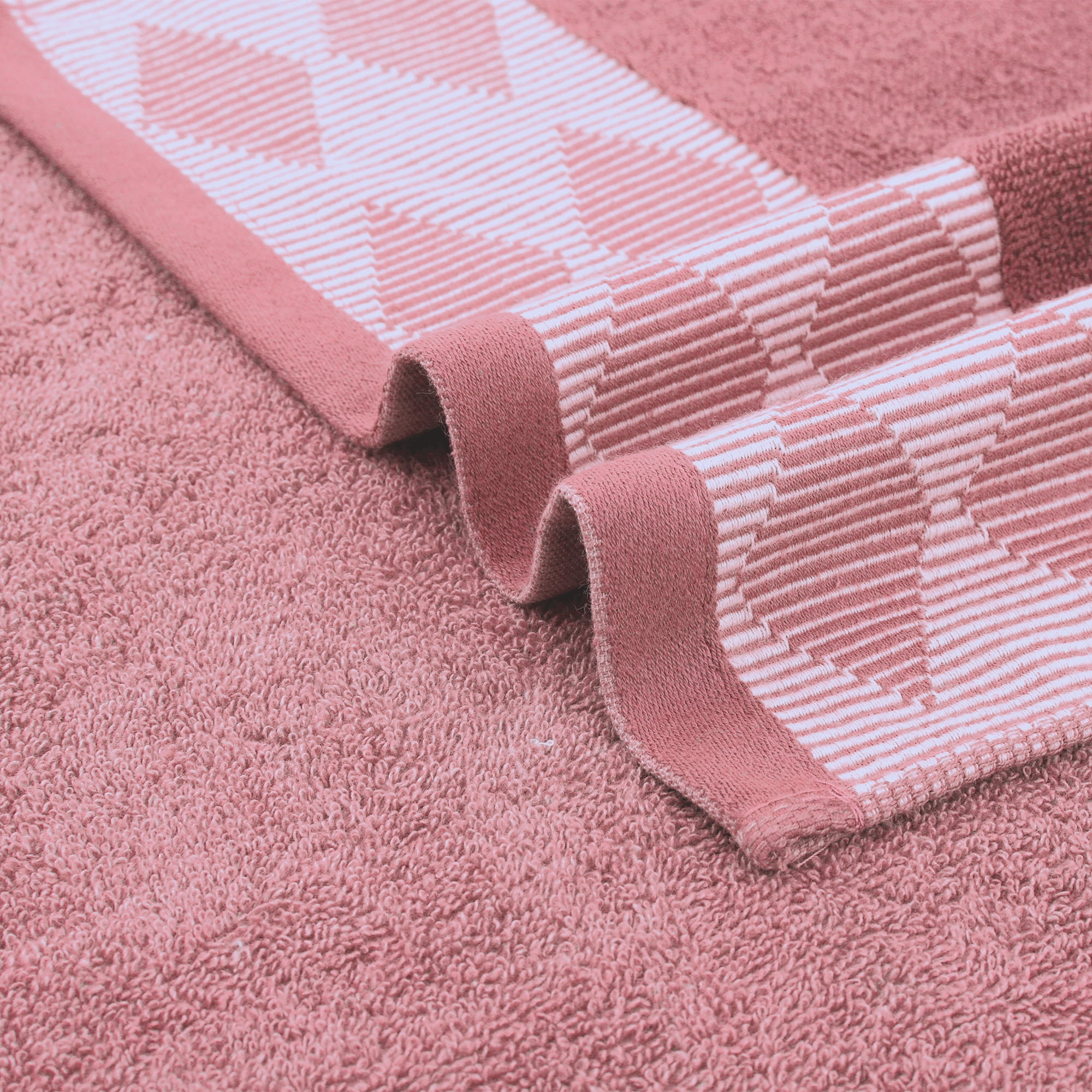 Unique Bargains Diamond Pattern Hand Towel Thick Cotton Towels Dark Pink 4-Piece