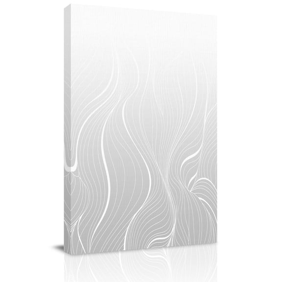 Canvas Wall Art, Grey Geometric Framed Canvas Prints for Bedroom Living Room, Modern White Stripe Abstract Distortion Art Gallery Wrapped Wall Decor for Home Office, Gifts, 18"x24" Ship Next Day
