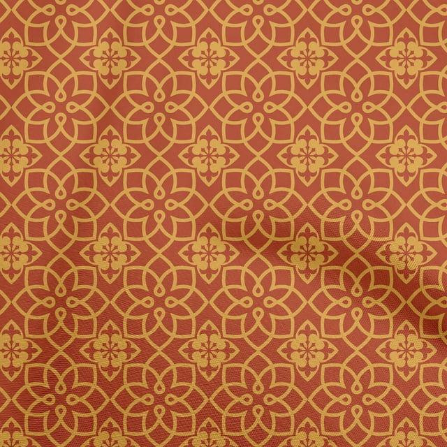 oneOone Polyester Spandex Red Fabric Damask Craft Projects Decor Fabric Printed By The Yard 56 Inch Wide