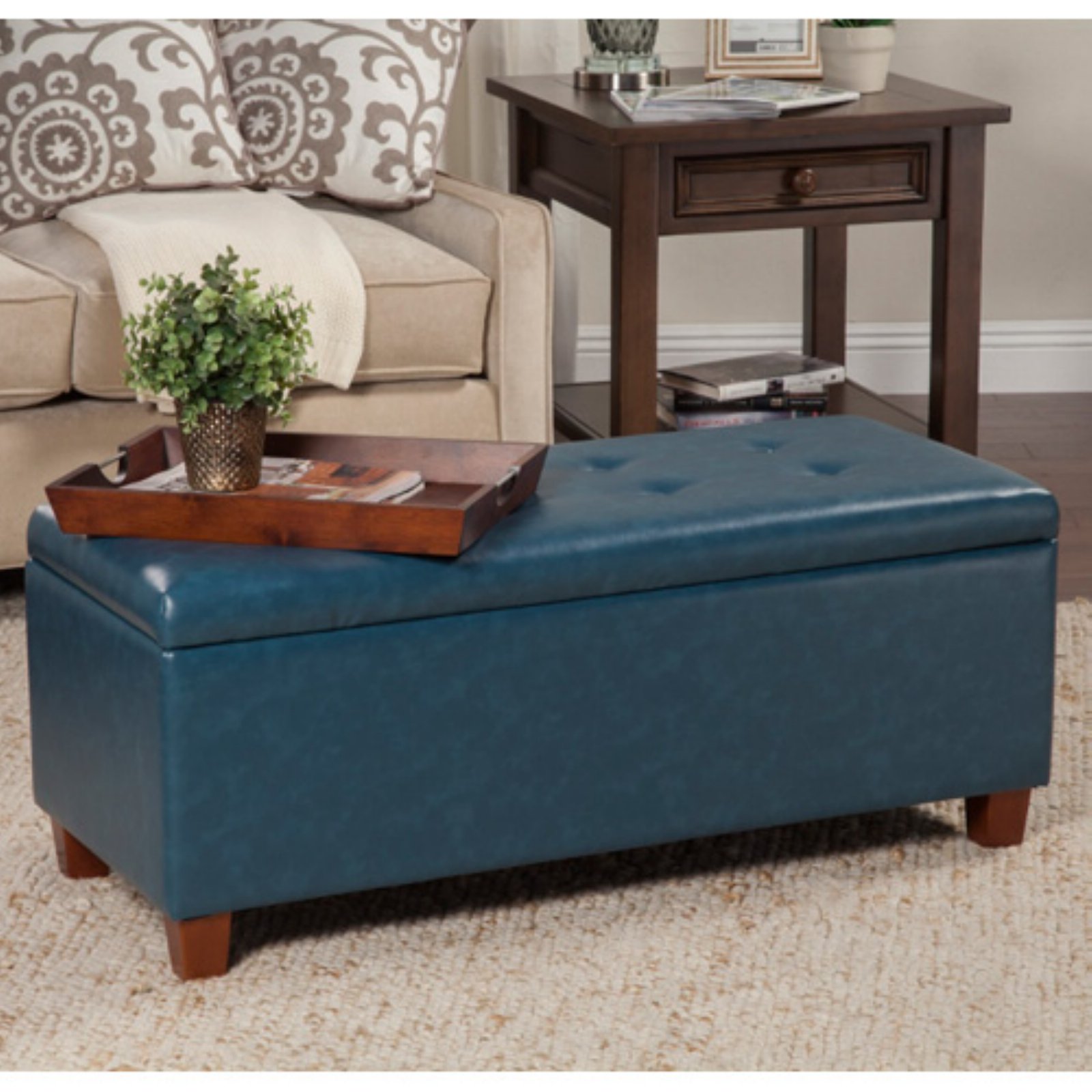 Kinfine USA Large Leatherette Storage Bench