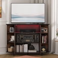 thumbnail image 7 of Corner TV Stand for 50 " TV, Corner Entertainment Center with LED Lights and Adjustable Shelves, Farmhouse Corner TV Cabinet with Barn Doors for Living Room, Brown, 7 of 7
