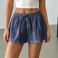 thumbnail image 5 of Hurxie Women's Wide Leg Shorts Drawstring Elastic Waist Vacation Casual Shorts Navy,2XL, 5 of 6