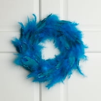 Northlight Two-Tone Feathers Glittered Christmas Wreath - 14.5" - Unlit - Turquoise