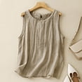 thumbnail image 2 of Women's Casual Boho Crinkled Tank Top Sleeveless Loose Fit Breathable Summer Blouse Comfortable Pure Color Flowy Tee, 2 of 2