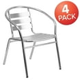 thumbnail image 3 of BizChair 4 Pack Commercial Aluminum Indoor-Outdoor Restaurant Stack Chair with Triple Slat Back and Arms, 3 of 14