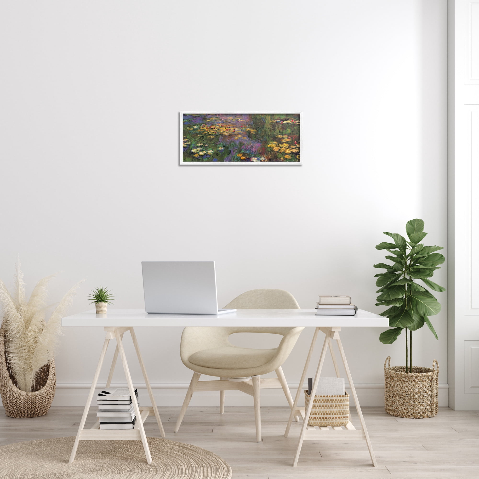 Stupell Industries Vibrant Traditional Water Lilies Botanical & Floral Painting White Framed Art Print Wall Art, 24 x 10