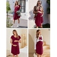 thumbnail image 4 of Ekouaer Womens Nightgown Soft Sleepwear Pleated Sleepshirt Sleep Dress Short Sleeve Nightdress, 4 of 6