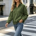 thumbnail image 5 of Women Quarter Zip Sweatshirt Sevevn Quarter Zip Stand Collar Relaxed Fit Fleece Fabric Drop Shoulder Kangaroo Pocket Long Sleeve For Casual Daily Wear, 5 of 7