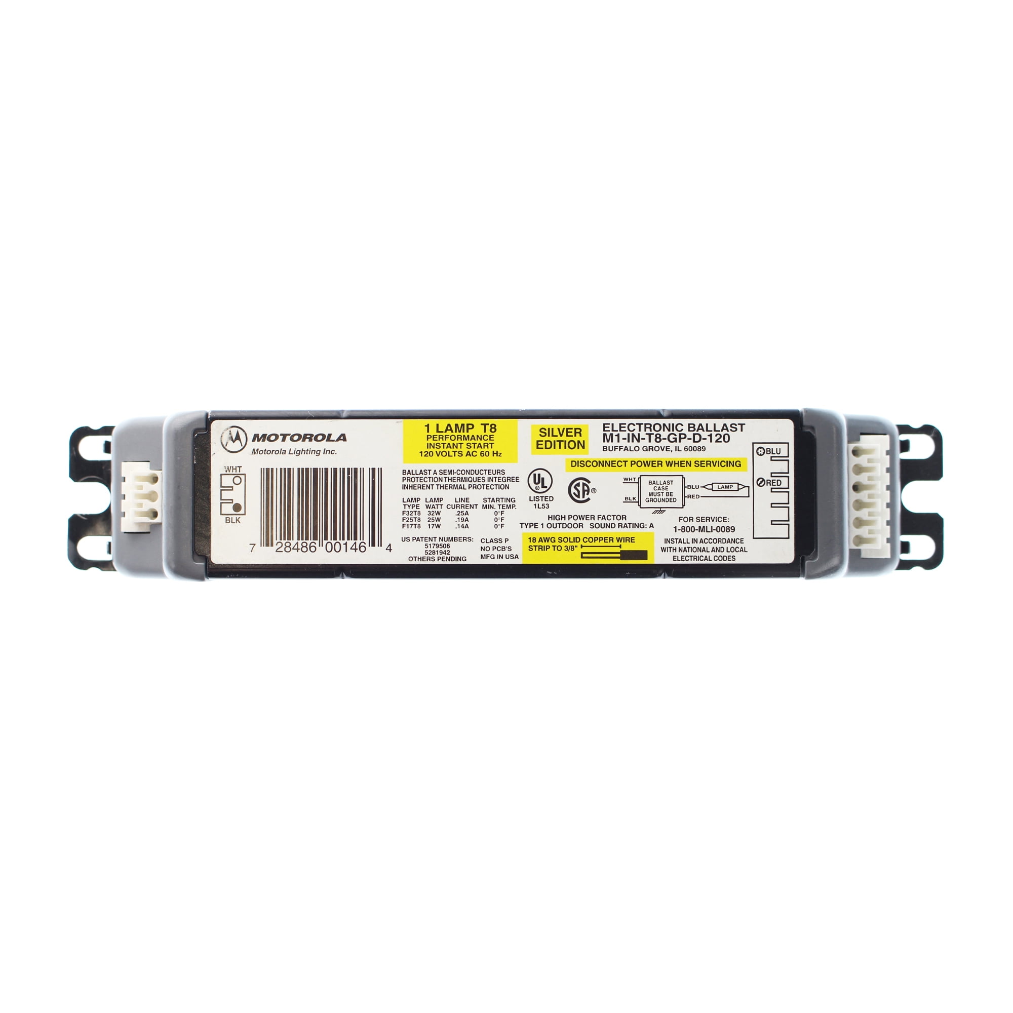 Motorola M1 In T8 Gp D 120 Electronic Ballast 1 Lamp F32t8 32w 120v