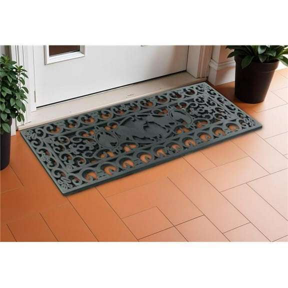 HomeRoots 576944 9 x 30 in. Black Rubber Dog Outdoor Door Mat
