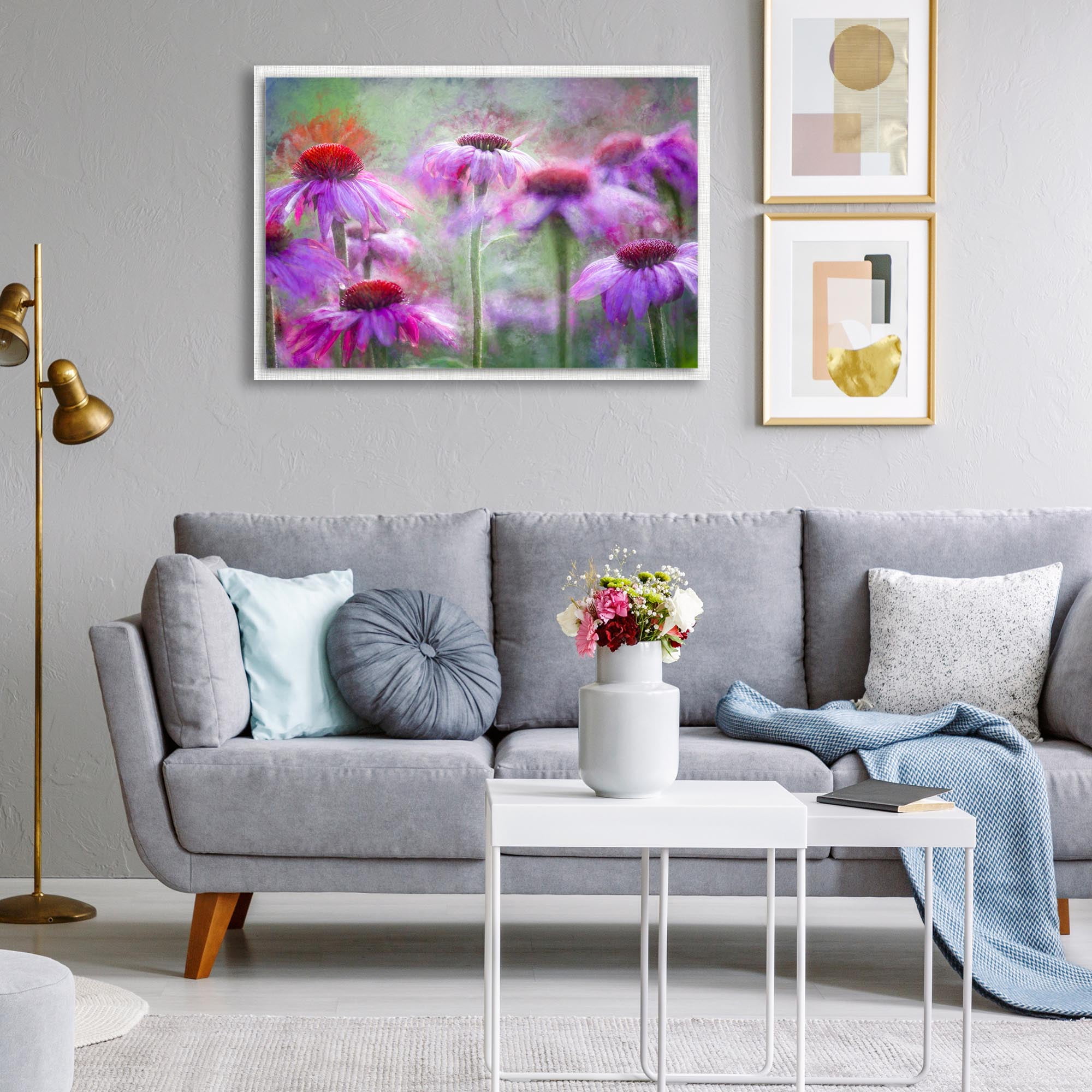 Cone Flowers in the Morning Light Parchment Frame