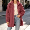 thumbnail image 5 of QIYAGBSA Sherpa Fleece Jackets for Women Stand Collar Full Zip Oversized Fuzzy Plush Long Sleeve Coats with Pockets Fall Winter Warm Outerwear, 5 of 9