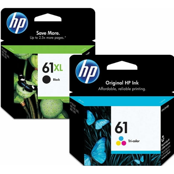 HP Original  61XL Black and 61 color (Standard)  Ink Cartridge Bundle (CH563WN,  CH562WN)