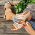 thumbnail image 6 of Dakaela Heeled Sandals for Women Low Block Chunky Heels Open Toe Backless Dress Casual Pumps Slip on Mules Shoes for Party Wedding Size 6-10 Beige, 6 of 9