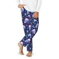 thumbnail image 2 of Wukai Blue Skull Crystal Print Teenagers' Pajama Pant Sleep Pajama Lounge Pant PJ Bottoms with Pockets and Button Fly(Available in Big & Tall)-XS(5-6), 2 of 6