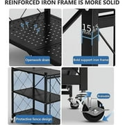 5 tier Storage Shelf, Foldable Shelf with Wheels,Storage Rack on Wheel, Foldable Shelf Unit, Foldable Storage Shelf Garage Shelves and Racks, Heavy Duty Metal Shelf, Kitchen Storage Shelf(2 PACK)