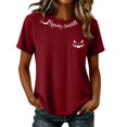 thumbnail image 3 of Pumpkin Spooky Graphic Tees for Women Crew Neck Short Sleeve Fashion Tops Fall Shirts Red XL, 3 of 6