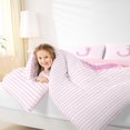 thumbnail image 3 of Manfei Initial Alphabet J Pattern Twin Comforter Sets,Linear Geometric Print Bedding Set,Pink Reversible,2-Piece,1 Comforter and 1 Pillowcase, 3 of 7