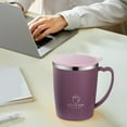 thumbnail image 6 of 304 Stainless Steel Coffee Mug with Lid - 12oz Thermal Insulated Travel Mug, Spill-Proof, Double-Wall Vacuum, Hot & Cold Beverage Cup - White/Purple, 11x8x5cm, Comfortable Handle, 6 of 6