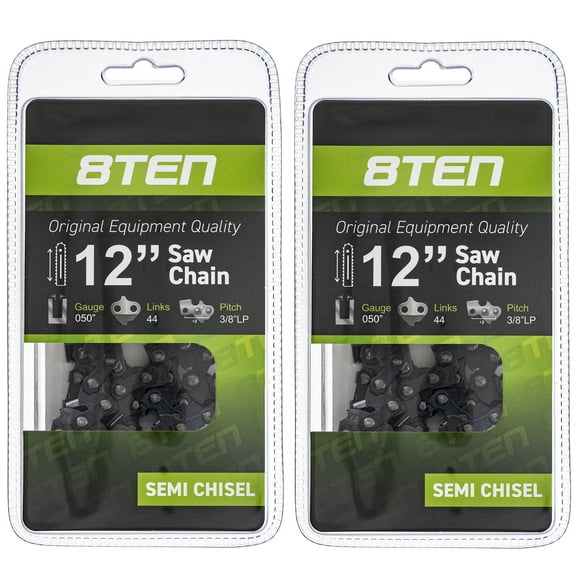8TEN Chainsaw Chain 12 inch .050 3/8 Pitch 44DL for Stihl McCulloch 2 Pack 810-CCC2239H
