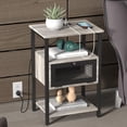 thumbnail image 2 of Nightstand with Charging Station, Bedroom Bedside Table with USB Ports and AC Outlets, Sofa Side End Table with Storage Drawer, Couch Side Table with Open Shelf for Living Room Office Dorm, 2 of 6