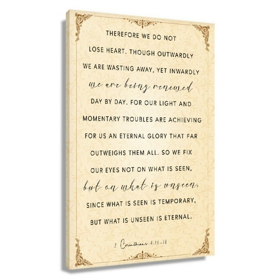 2 Corinthians 4 16-18 Bible Verse Wall Decor For Room Canvas Painting Canvas Print Artwork For Bedroom Unframed 12x18 in