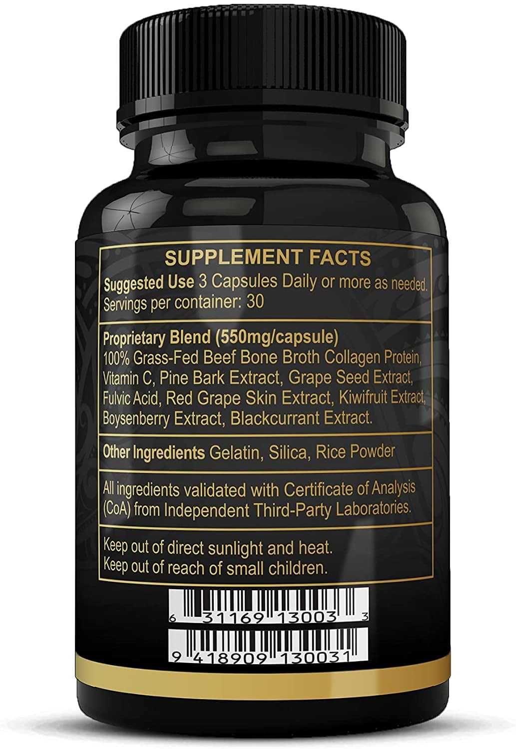 FREZZOR 100% Grass-Fed Beef Bone Broth Protein Capsules for Men & Women | Joint Health & Anti-Age Support | Organic Multi Collagen Peptide Supplement, 1 Pack, 90 Capsules