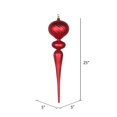 thumbnail image 2 of Vickerman MT195403 25 in. Red Matte Glitter Finial Ornament, 2 of 2
