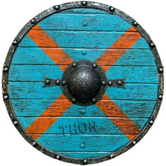 THOR INSTRUMENTS Medieval Armor Templar Larp Warrior Wooden Viking Round Shield Rustic Vintage Home Decor Gifts