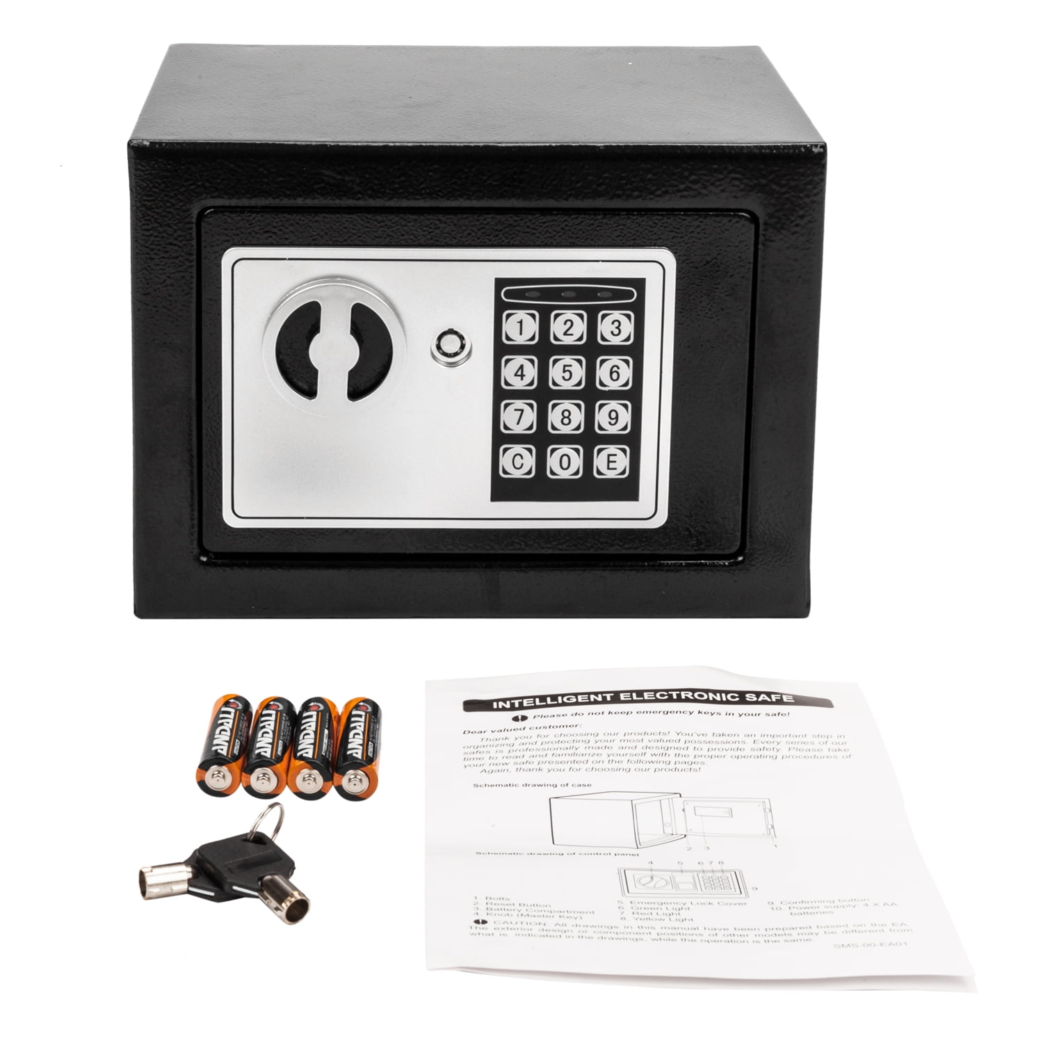 17E Mini Electronic Password Safe Box 0.22 Cu Ft Steel Security Safe with Emergency Keys for Home Hotel Cash Jewelry Documents Storage