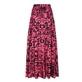 thumbnail image 5 of qolati Women's Boho Long Maxi Skirt 2023 Elastic High Waist Flowy A-Line Skirts Vintage Floral Print Ruffle Tiered Beach Holiday Skirt, 5 of 6