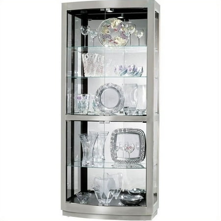 Howard Miller Bradington II Hardwood Curio Cabinet in Nickel Finish