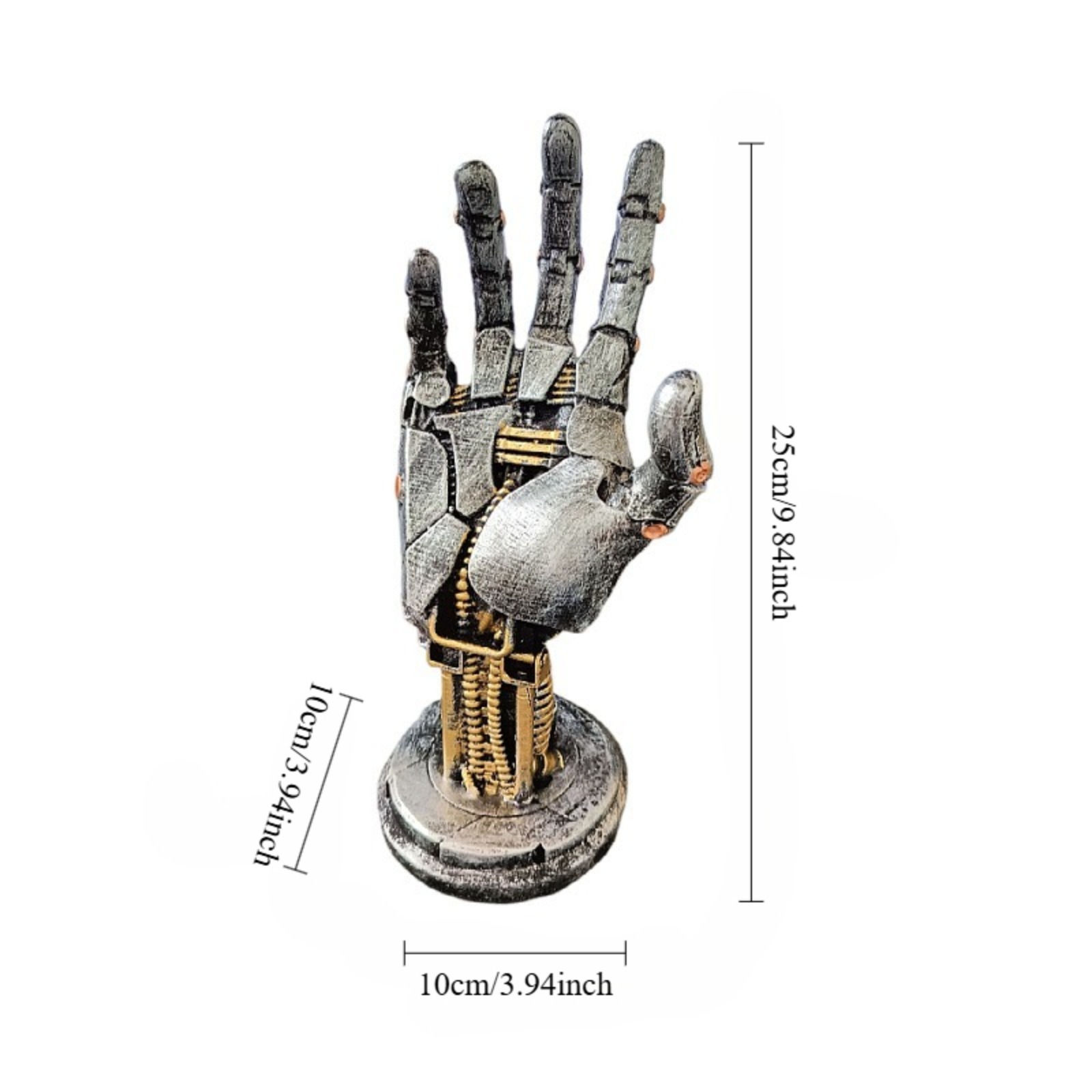 Cyberpunk Mechanical Hand Resin Figurine, Steampunk Robot Hand Decor, Gaming Controller Stand for Desk, Retro Tech Display Holder, Cool Gamer Room Ornament, Desktop Organizer Gift for Men
