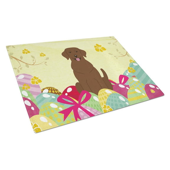 Carolines Treasures BB6056LCB Easter Eggs Chocolate Labrador Glass Cutting Board Large, 12H x 16W, multicolor