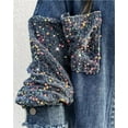 thumbnail image 4 of Chaqueta vaquera informal for mujer con lentejuelas en contraste, manga larga y diamantes de imitación., 4 of 7