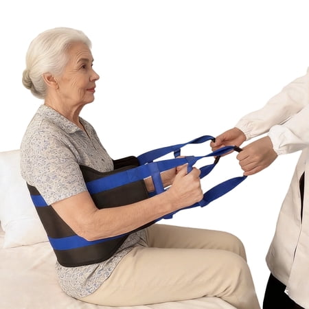 SupreGear Transfer Sling Gait Belt, 35" Lift Assist for Seniors, Mobility Aid with Padded Non-Slip Handles, Durable Black Polyester