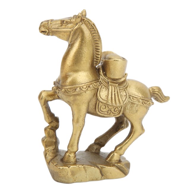 Estatua de caballo hecha a mano, símbolo de riqueza, estatua de caballo de pie, escultura de caballo de latón de aspecto Real para decoración de escritorio